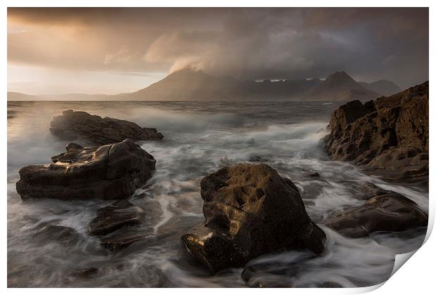  Skye, storms, sunset and sea (at Elgol) Print by James Grant
