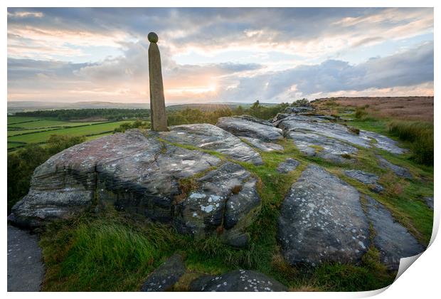 Birchen Edge Stormy Sunset Print by James Grant