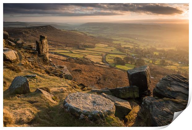 Curbar Edge Sunset Print by James Grant