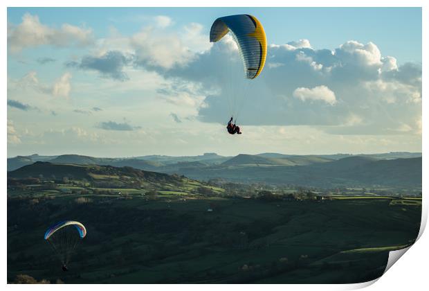 Paragliders over the Dove Valley Print by James Grant