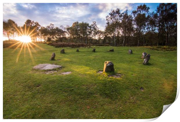 Nine Ladies Stone Circle Print by James Grant