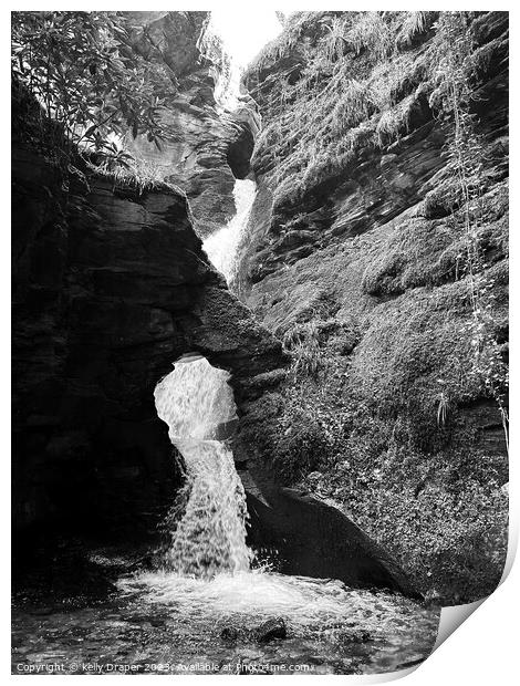 St Nectans Glen waterfall Print by kelly Draper