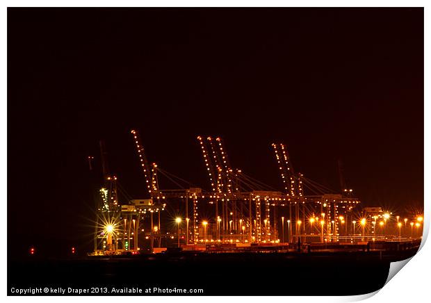 Southampton Docks At Night Print by kelly Draper