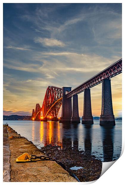 Forth Rail Bridge at Dusk Print by Stuart Jack