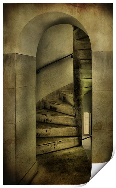 spiral staircase 2 Print by Heather Newton