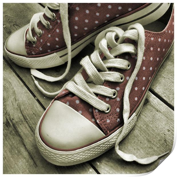 polka dot sneakers (vintage pink) Print by Heather Newton