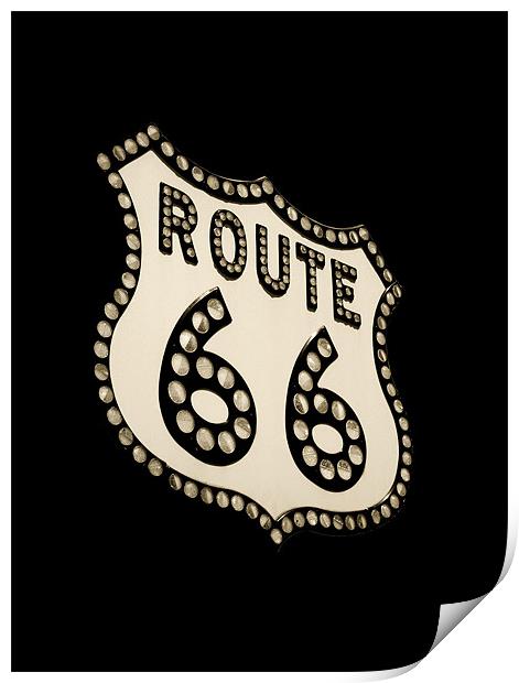 Route 66 (black and white) Print by Heather Newton