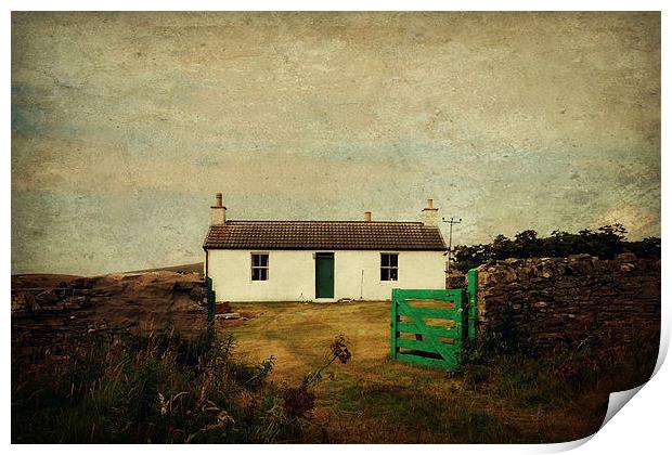 the little cottage with the green door Print by Heather Newton