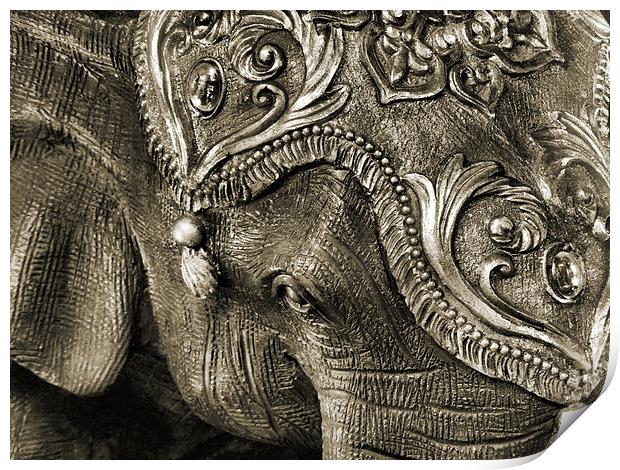 carved elephant Print by Heather Newton
