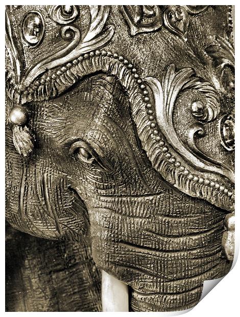 carved elephant 2 Print by Heather Newton