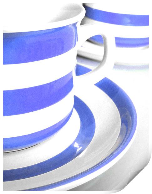 blue and white stripes Print by Heather Newton