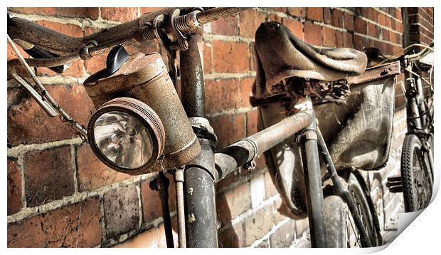  bikes and bricks Print by Heather Newton