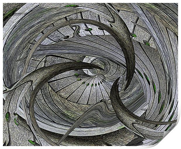 wooden whirlpool Print by Heather Newton