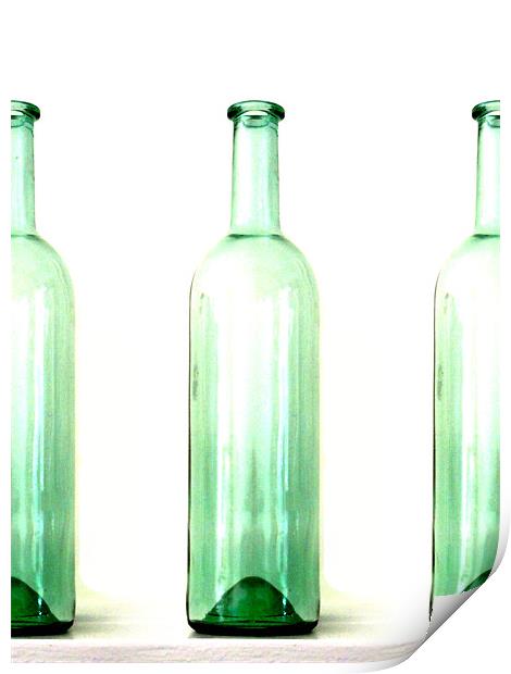 3 green bottles Print by Heather Newton