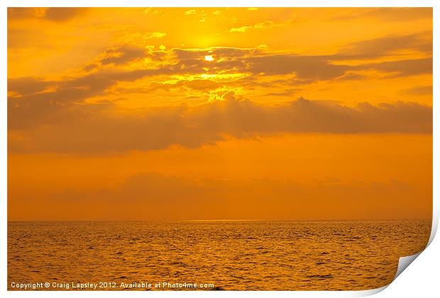 orange pacific ocean sunset Print by Craig Lapsley