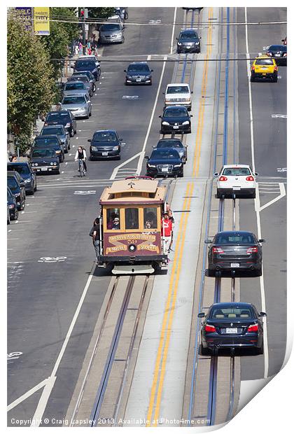 San Francisco street view with trolley car Print by Craig Lapsley
