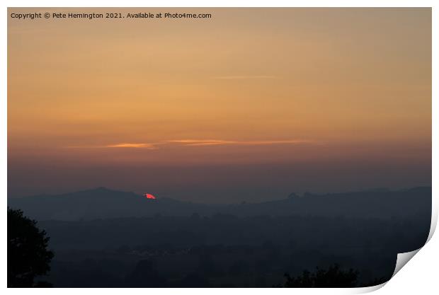 Sunset over Raddon Print by Pete Hemington