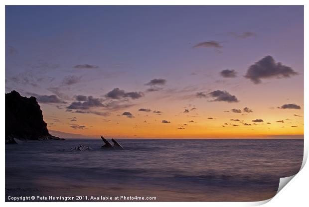 Sunset at Scrade - N Cornwall Print by Pete Hemington