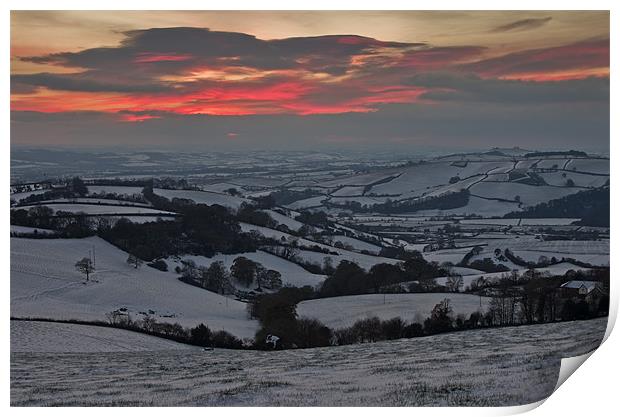 Snow in the Exe valley Print by Pete Hemington