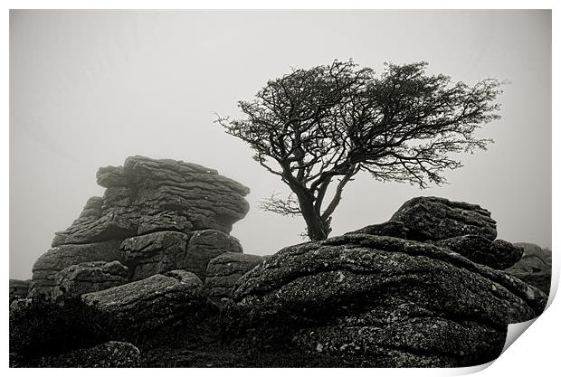Holwell Tor in the Mist Print by Pete Hemington