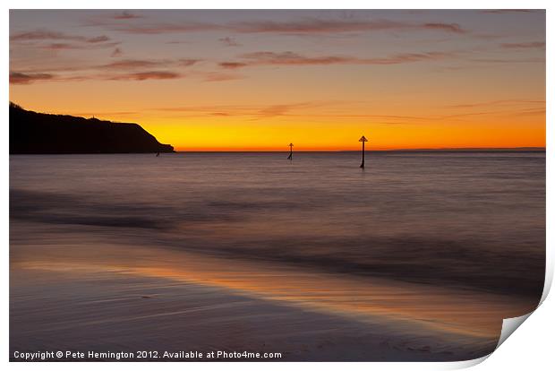 Sunrise Towards Orcombe Point - Exmouth Print by Pete Hemington