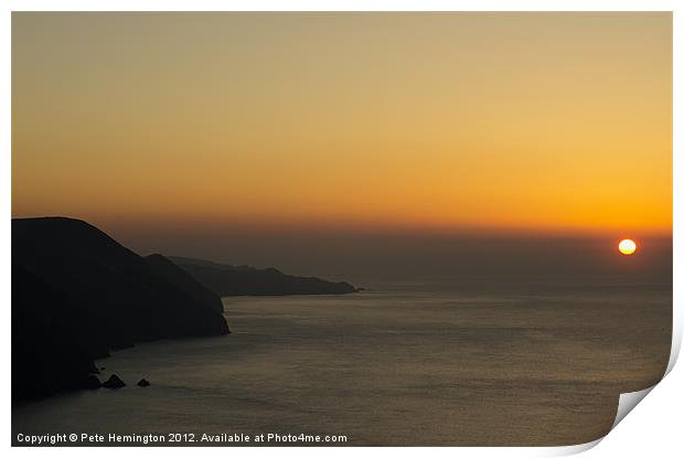 Sunset on the North Devon coast Print by Pete Hemington