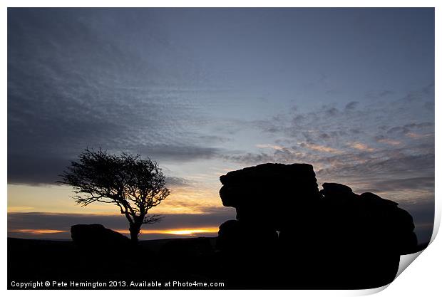 Sunset at Holwell Tor Print by Pete Hemington
