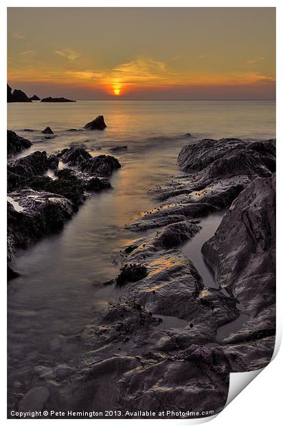Lee Bay sunset Print by Pete Hemington