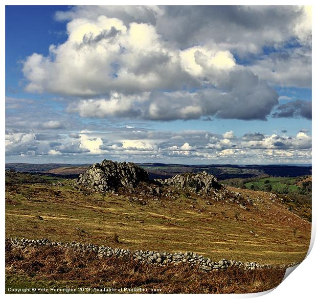 Greattor rocks on Dartmoor Print by Pete Hemington