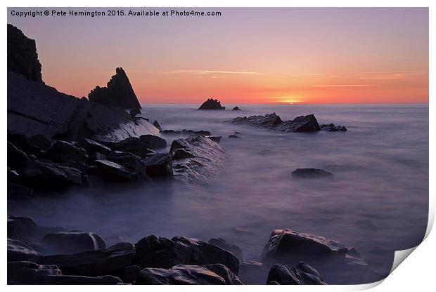  Sunset at Blegberry Beach Print by Pete Hemington