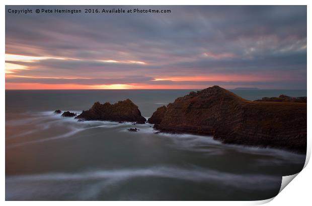 Hartland Quay at dusk Print by Pete Hemington