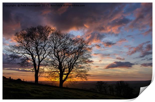 Sunset on Raddon Hill Print by Pete Hemington