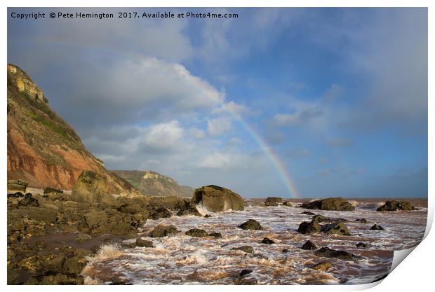 Rainbow over Dunscombe Cliff Print by Pete Hemington