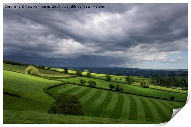 Light on Mid Devon Hills Print by Pete Hemington