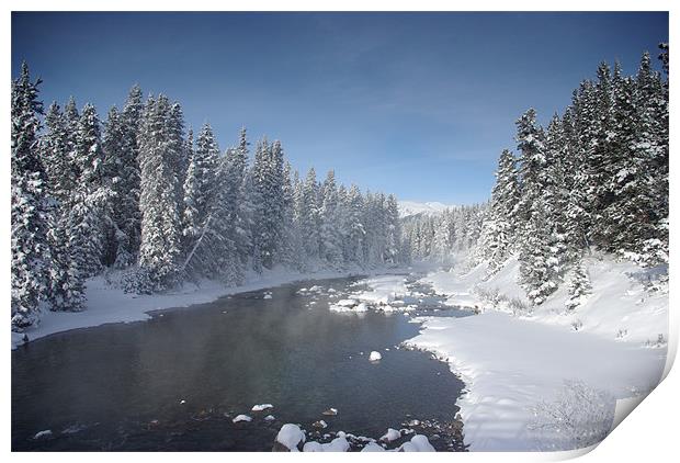 Icy River in Banff Print by Pete Hemington