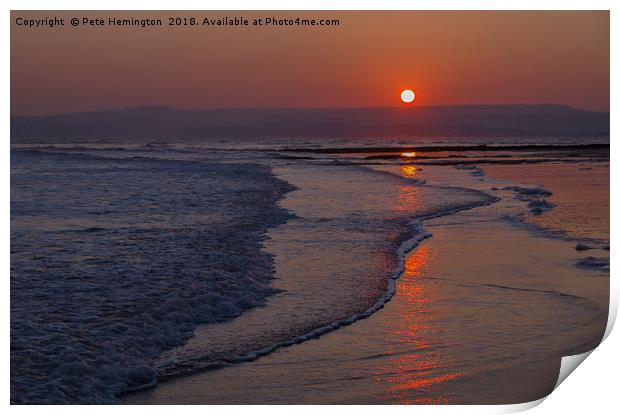 Sunset over Exmouth beach Print by Pete Hemington