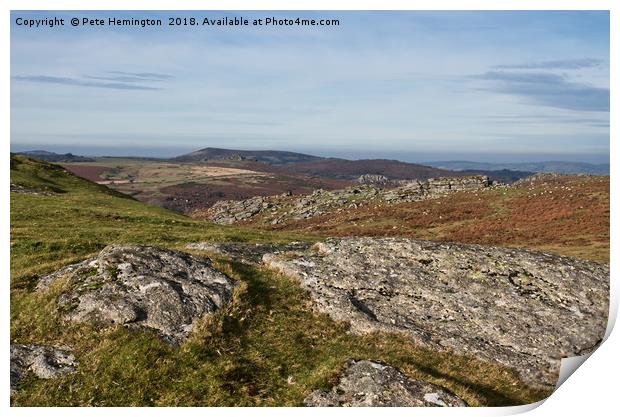 Sweeps of granite on Dartmoor Print by Pete Hemington