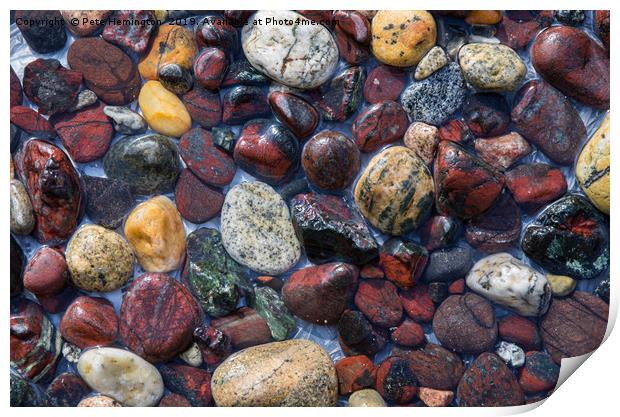 Pebbles at Kynance Cove Print by Pete Hemington