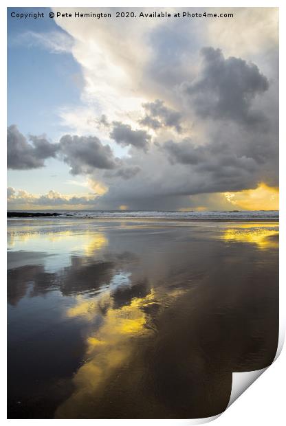 Clouds and sunset at Croyde Print by Pete Hemington