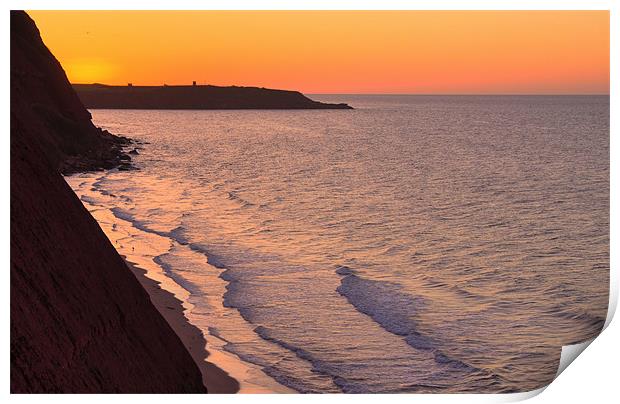 Sunrise over cliffs at Exmouth Print by Pete Hemington