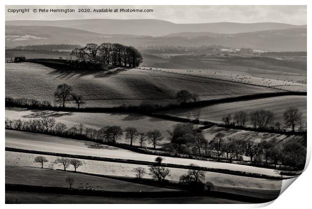 Light on rolling hills in Mid Devon Print by Pete Hemington