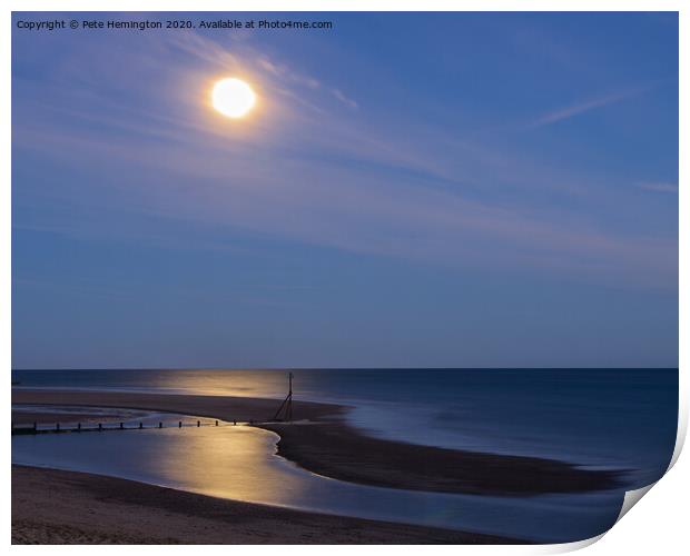 Moon light at Exmouth Print by Pete Hemington