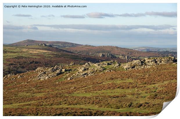 Dartmoor view from Saddle Tor Print by Pete Hemington