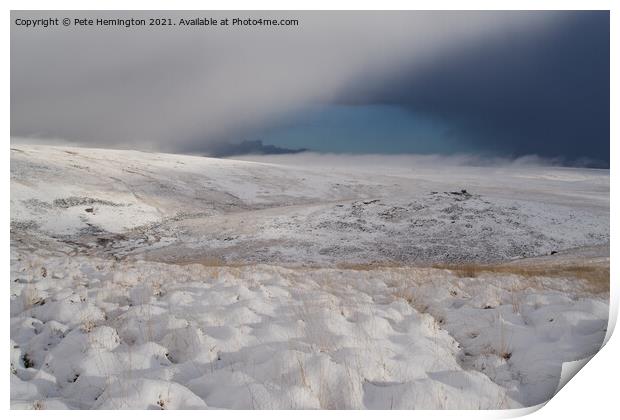 Snowy Lints Tor on Dartmoor Print by Pete Hemington