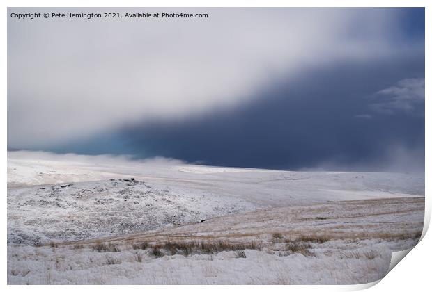 Snowy Lints Tor on Dartmoor Print by Pete Hemington