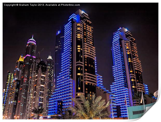 Majestic Twin Towers of Dubai Print by Graham Taylor