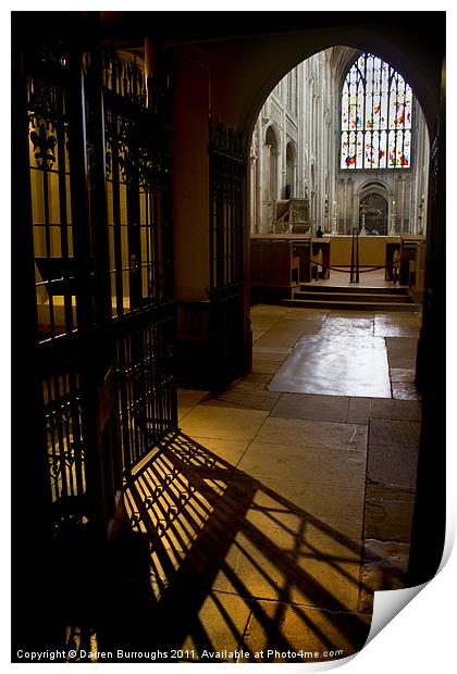 In The Shadows, Norwich Cathedral Print by Darren Burroughs