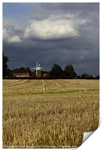 Old Bukenham Windmill Norfolk Print by Darren Burroughs