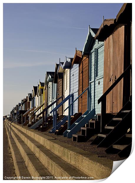 Frinton on Sea Beach Huts Print by Darren Burroughs