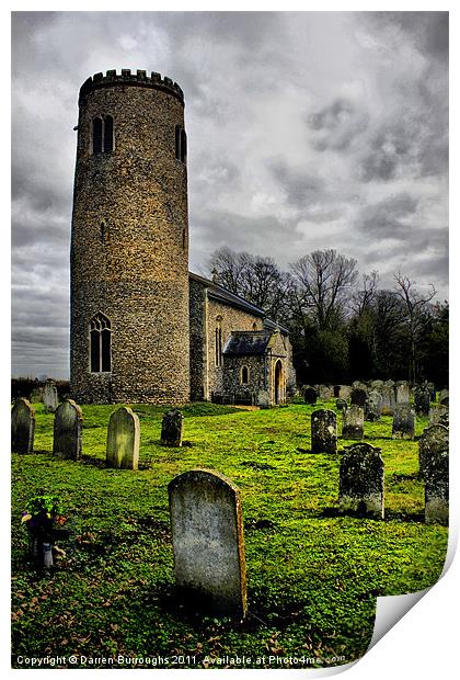 Bulging, St John the Baptist, Morningthorpe Print by Darren Burroughs